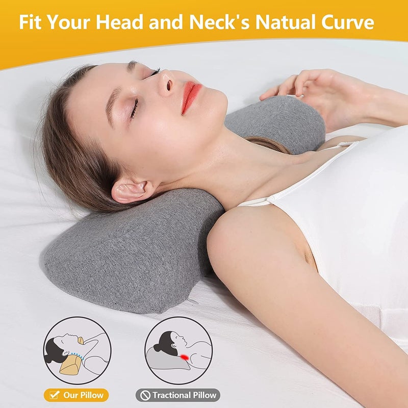 Deoxys Sleeping Neck Pillow Ergonomically Designed Neck Pillow for Neck and Shoulder Pain Relief Memory Foam Neck Pillow for Cervical Spondylosis Patients or People with Neck Soreness - Image 4