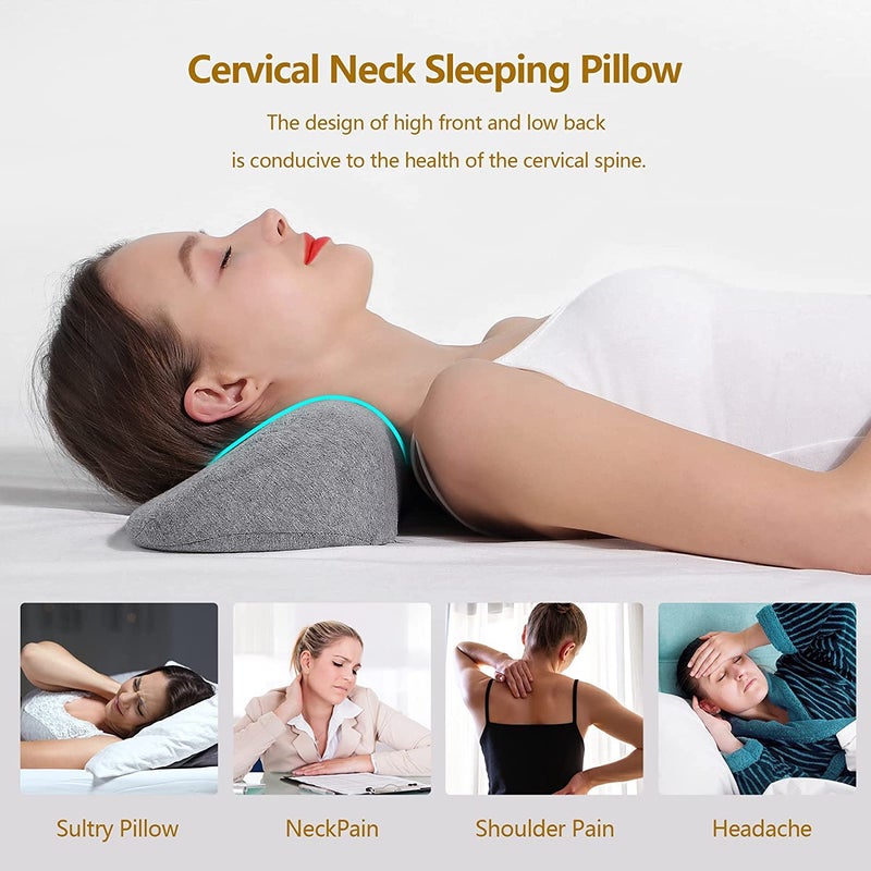 Deoxys Sleeping Neck Pillow Ergonomically Designed Neck Pillow for Neck and Shoulder Pain Relief Memory Foam Neck Pillow for Cervical Spondylosis Patients or People with Neck Soreness - Image 2
