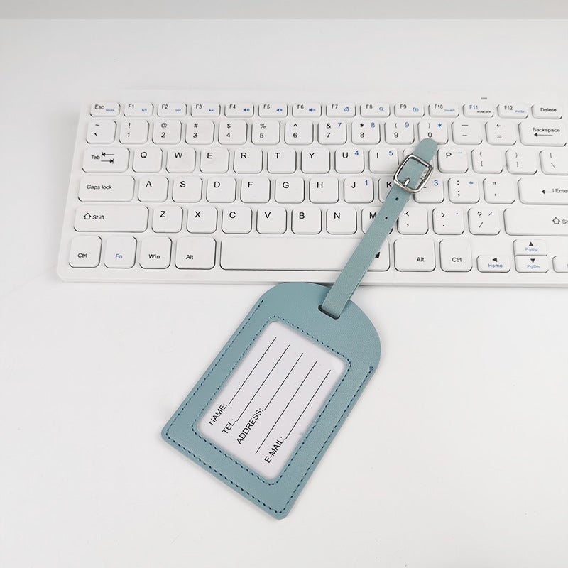Multicolor PU Leather Luggage Tag with StrapFrame car line without flip light blue Frame car line without flip light blue