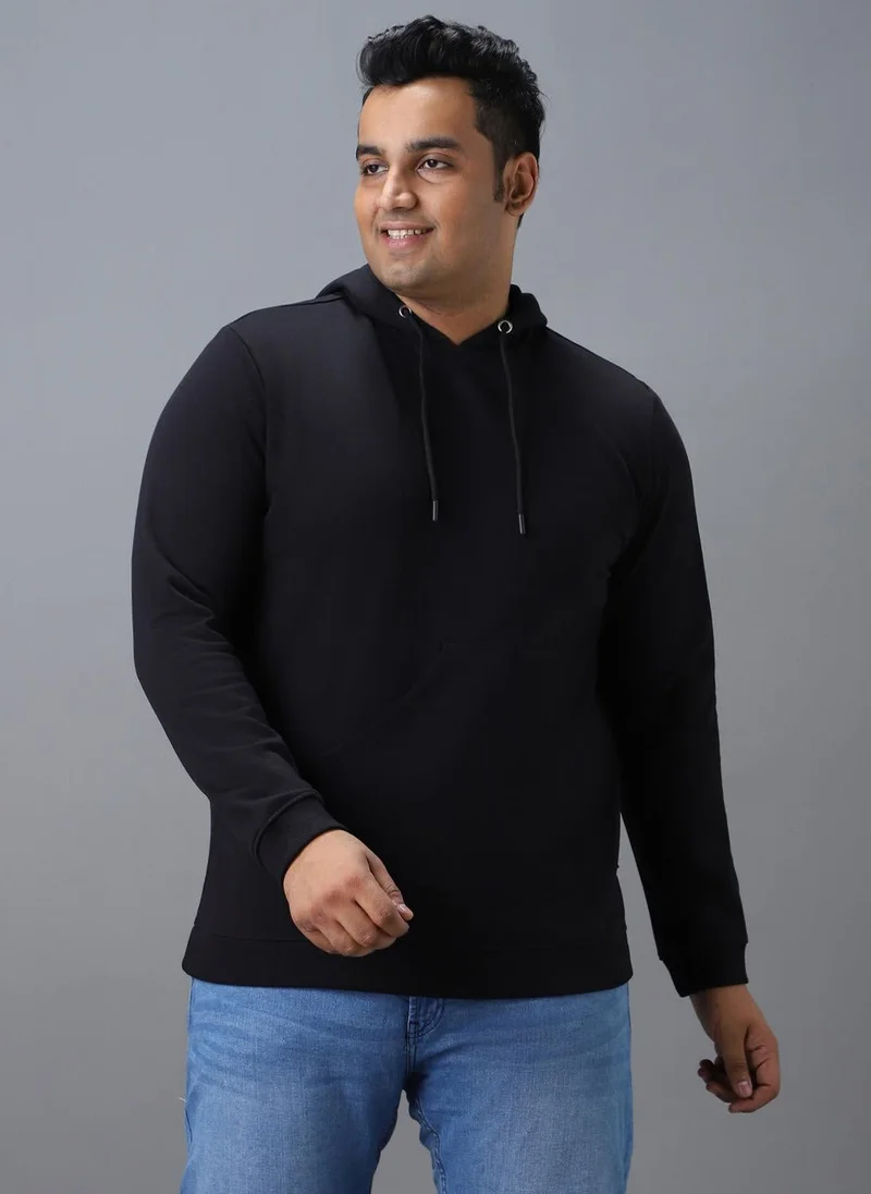 Urbano Fashion  Urbano Plus Men's Black Cotton Solid Hooded Neck Sweatshirt for Men | Best Price UAE