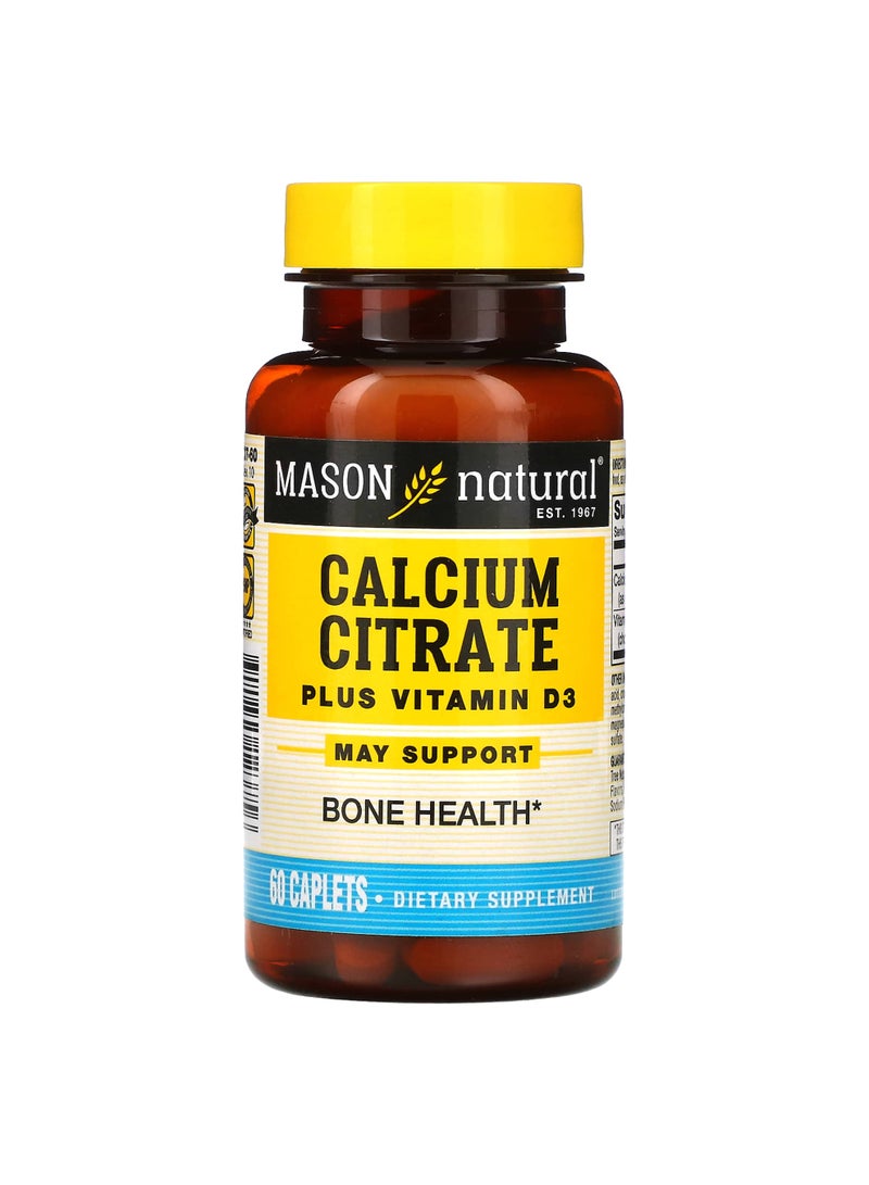 Mason Natural Calcium Citrate Plus Vitamin D3, 60 Caplets