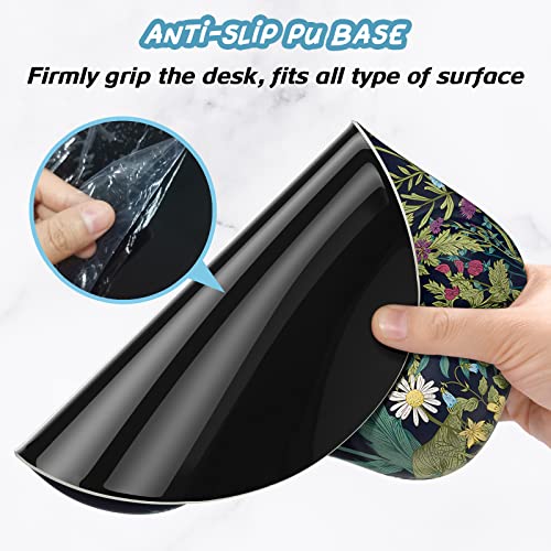 Hsurbtra Ergonomic Mouse Pad with Wrist Rest Support, Gel Mouse Pads with Non-Slip PU Base, Pain Relief Memory Foam Computer Mat, Cute Office Supplies Desk Decro Accessories, Black Flower - Image 5