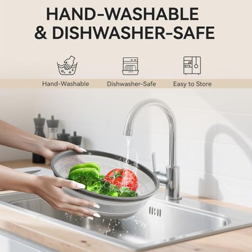 WENWELL 12" Microwave Splatter Cover & Mat, Large Vented Collapsible Splatter Guard Dish Plate Lid & Silicone Round Kitchen Mat for Food - Image 5