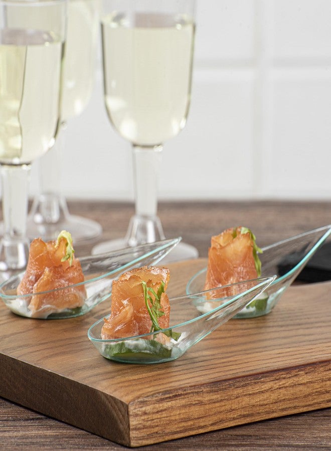 Restaurantware 4 x 2 Inch Teardrop Spoons 100 Appetizer Spoons - Disposable Indented Basin Seagreen Plastic Tasting Spoons For Weddings Or Catering - Image 3