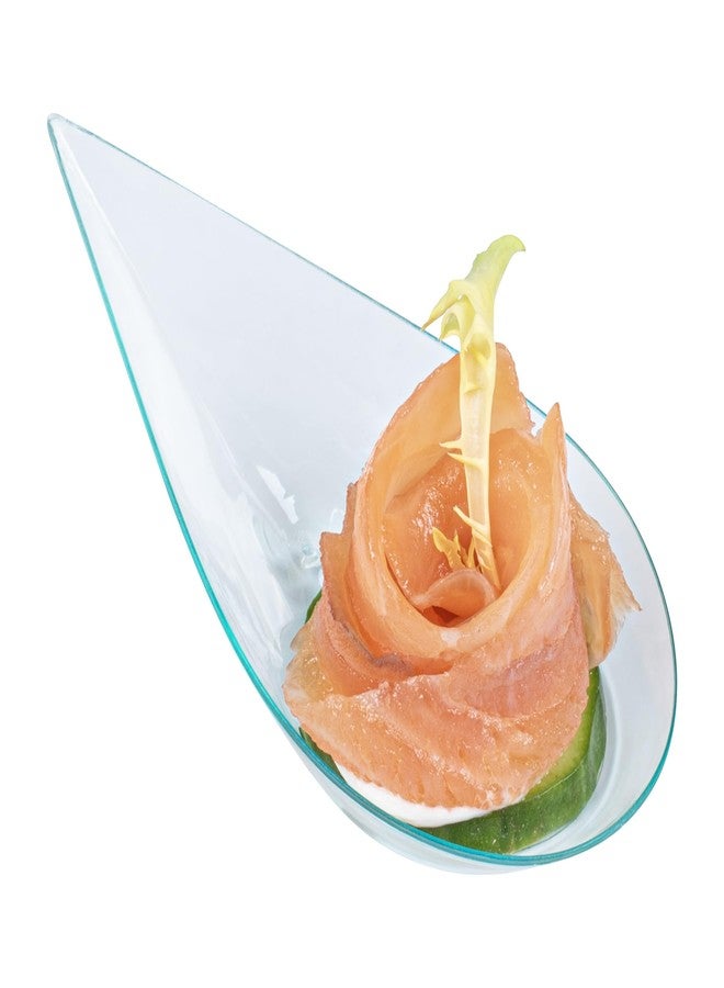 Restaurantware 4 x 2 Inch Teardrop Spoons 100 Appetizer Spoons - Disposable Indented Basin Seagreen Plastic Tasting Spoons For Weddings Or Catering - Image 2