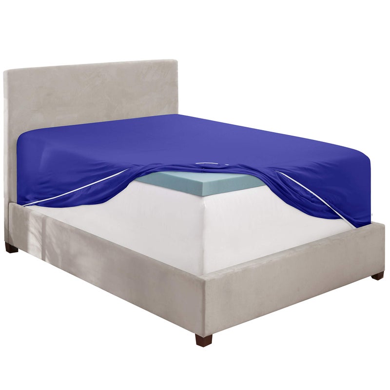 Clara Clark Fitted Sheet  Extra Deep Pocket Fits Deep Mattress  Luxury Soft Fitted Sheet Only  Full Royal Blue - Image 2