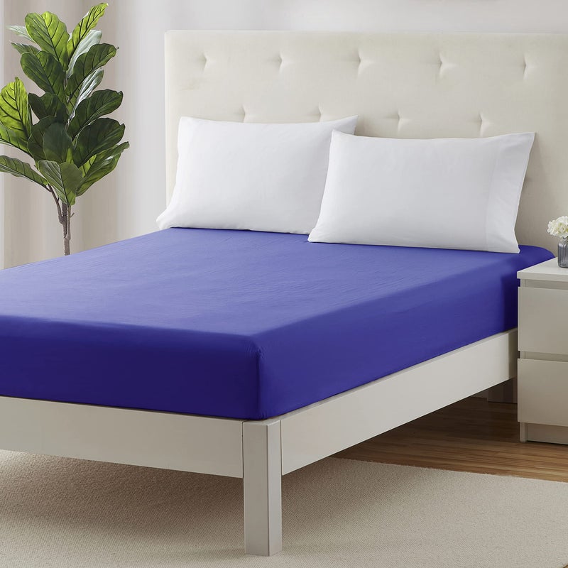 Clara Clark Fitted Sheet  Extra Deep Pocket Fits Deep Mattress  Luxury Soft Fitted Sheet Only  Full Royal Blue - Image 1