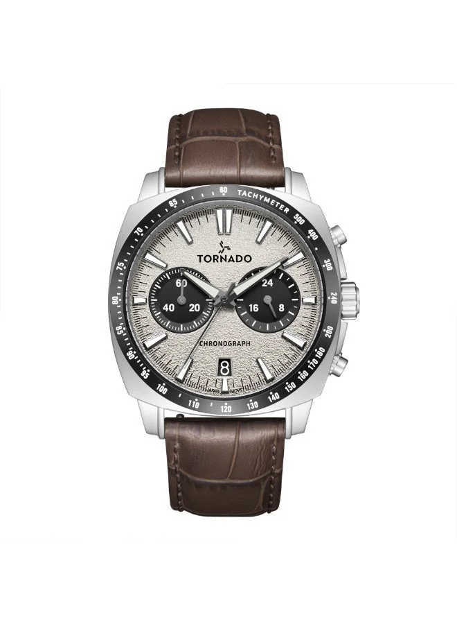 TORNADO Men's Leather Chronograph Watch T25104S-SLDI-D - 42mm
