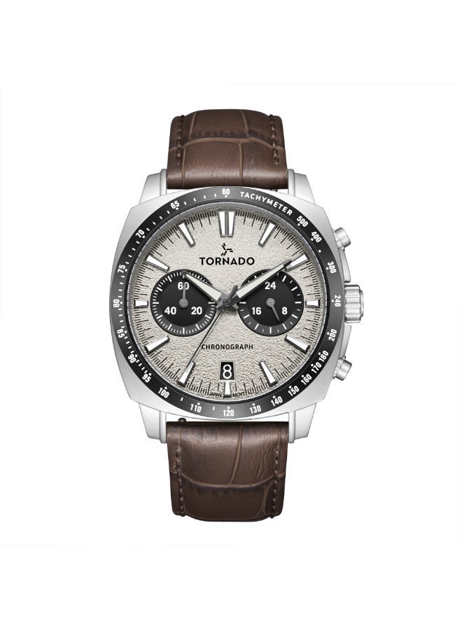 TORNADO Men's Leather Chronograph Watch T25104S-SLDI-D - 42mm - Image 2