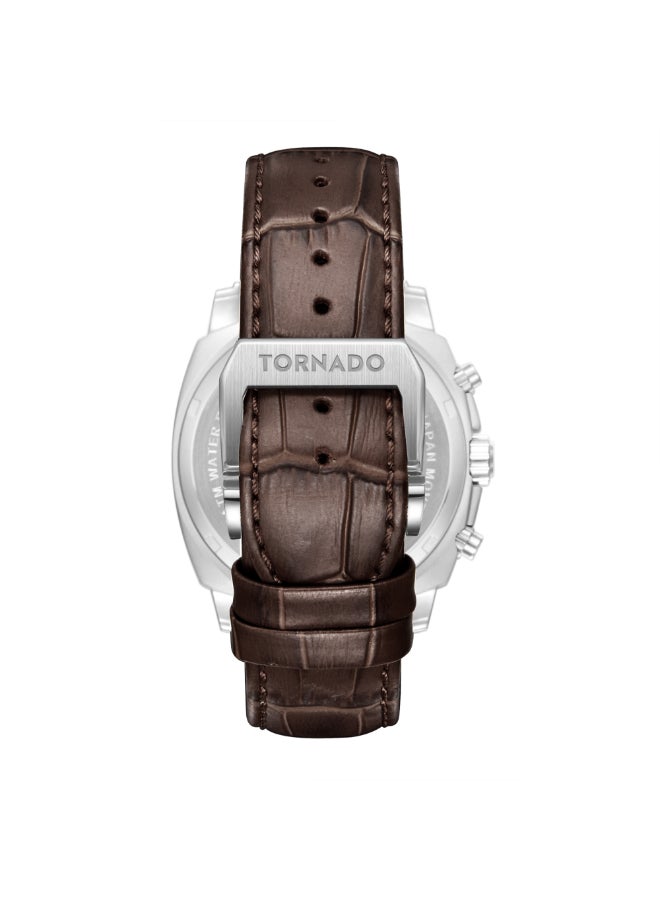 TORNADO Men's Leather Chronograph Watch T25104S-SLDI-D - 42mm - Image 5