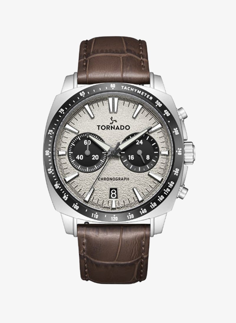 TORNADO Men's Leather Chronograph Watch T25104S-SLDI-D - 42mm - Image 2