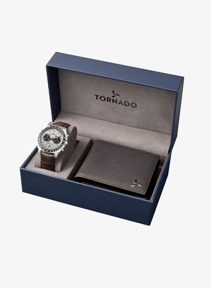 TORNADO Men's Leather Chronograph Watch T25104S-SLDI-D - 42mm - Image 1
