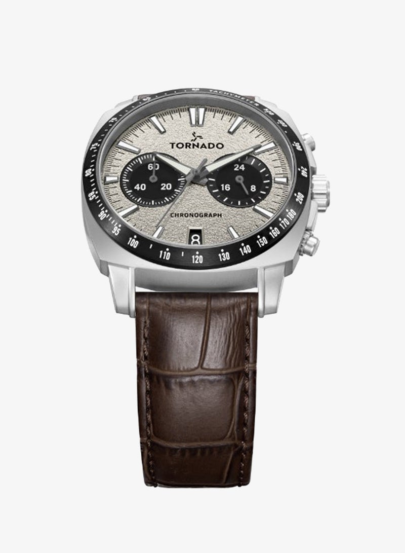 TORNADO Men's Leather Chronograph Watch T25104S-SLDI-D - 42mm - Image 4