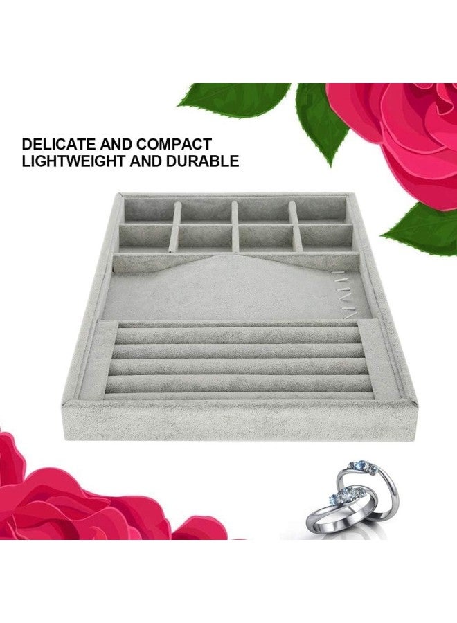 klarako Jewelry Organizer,Rings Display Tray, Velvet Multi-Slot Box, Pendant Necklace Bracelet Ring Jewelry Organizer Display Storage Box - 2 Colors (2#) - Image 3