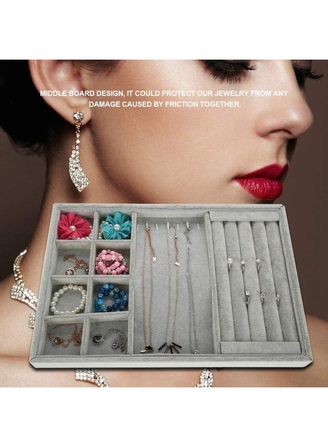klarako Jewelry Organizer,Rings Display Tray, Velvet Multi-Slot Box, Pendant Necklace Bracelet Ring Jewelry Organizer Display Storage Box - 2 Colors (2#) - Image 2