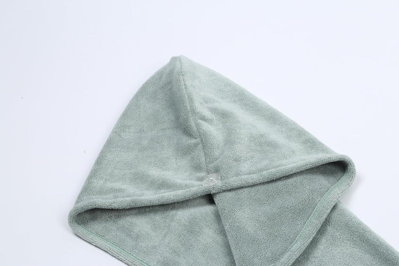HOUSSE Microfibre Head Towels | 450 GSM High Absorbent Hair Wrap with Adjustable Buttons for Girls | Super Soft & Quick Dry Wrap Towel for Hairs | Set of 2 | 25x65 cm (Lily Pad & Avocado Green) - Image 2