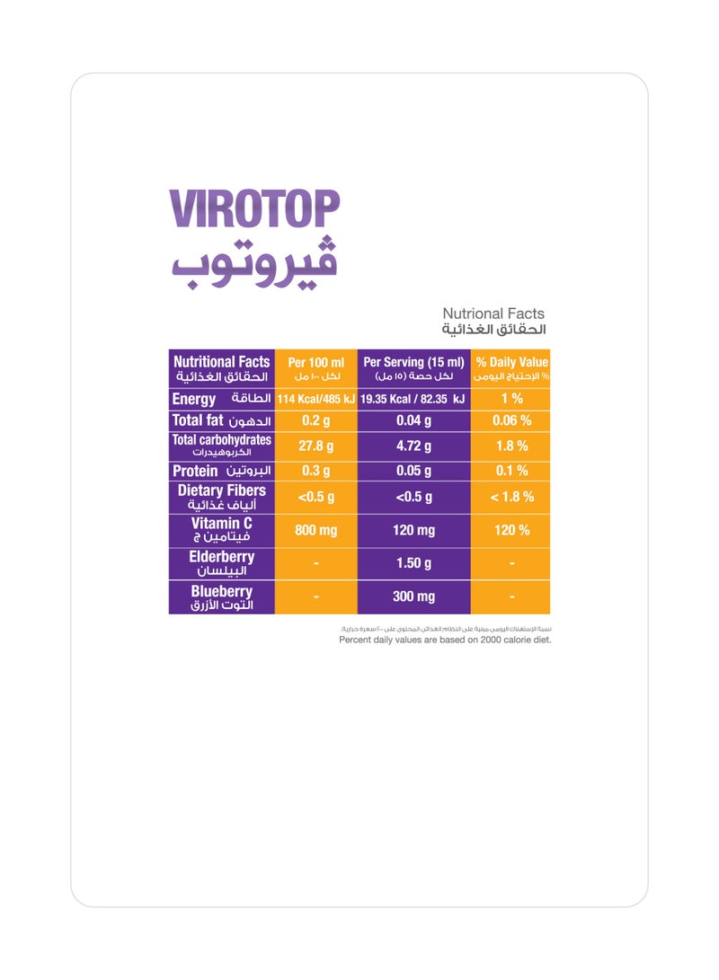 سوليندا فيروتوب بيلسان 1.5 غرام مع فيتامين C بنكهة التوت الأزرق زجاجة 150مل - Image 2