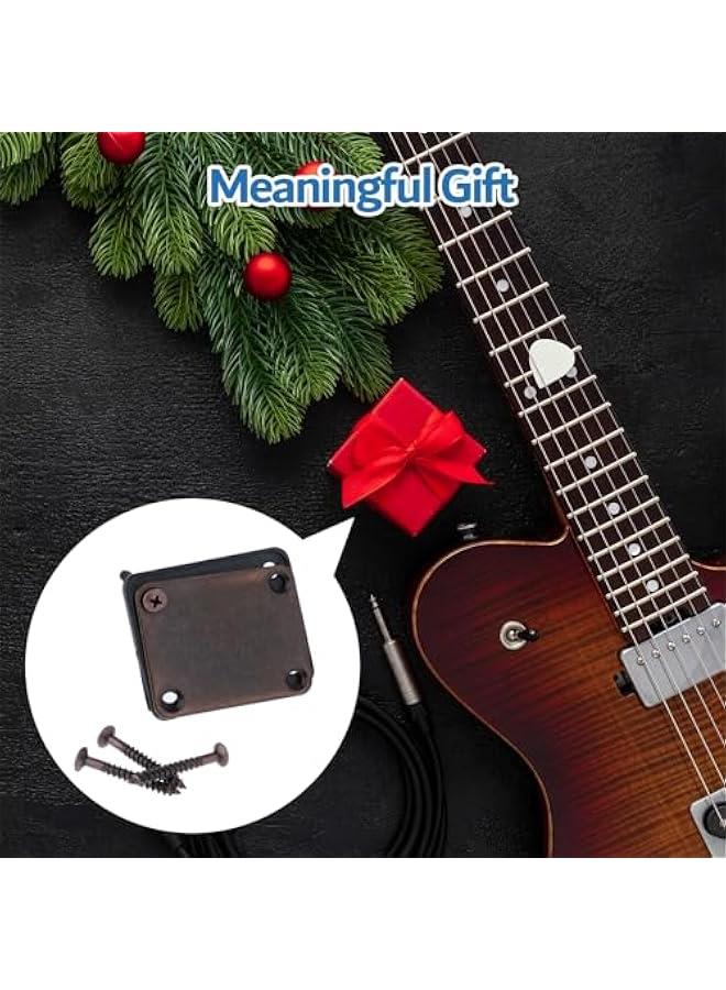 Generic 4 Holes Electric Guitar Neck Plate,Neck Joint Plate With Screws for Electric Guitar Bass - Copper Red - Image 4