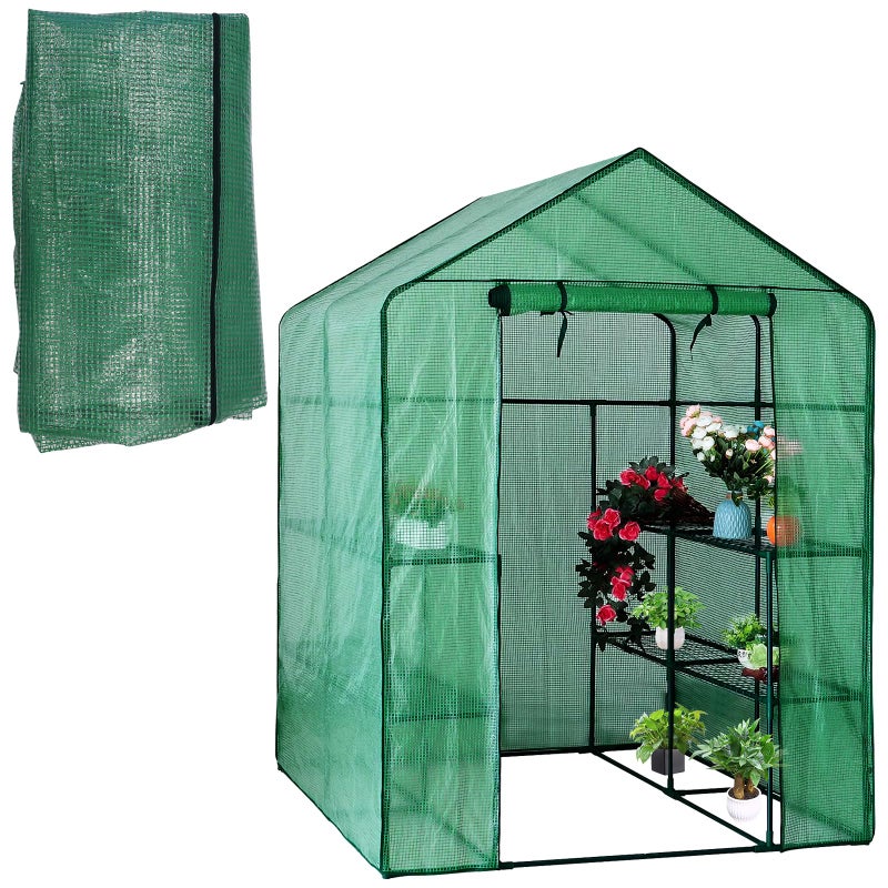 Zejoot Walk-in Greenhouse Replacement Cover with Roll-Up Zipper Door, 56Ã—56Ã—76 inch PE Greenhouse Cover Protect Outdoor Gardening Plants from Cold Frostï¼ŒWaterproof and UV Resistant(Frame Not Include) - Image 1