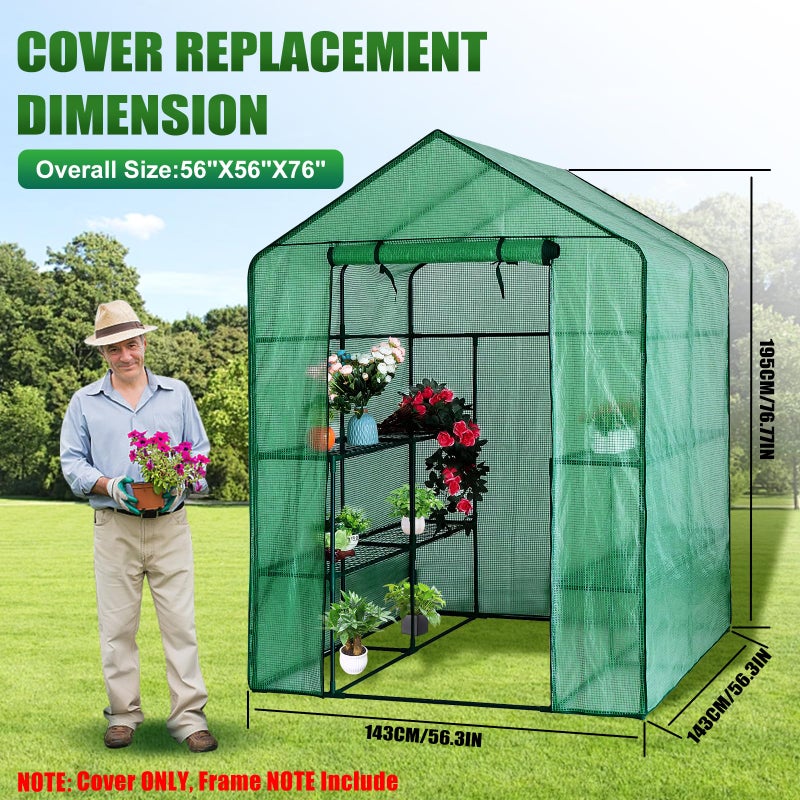 Zejoot Walk-in Greenhouse Replacement Cover with Roll-Up Zipper Door, 56Ã—56Ã—76 inch PE Greenhouse Cover Protect Outdoor Gardening Plants from Cold Frostï¼ŒWaterproof and UV Resistant(Frame Not Include) - Image 2