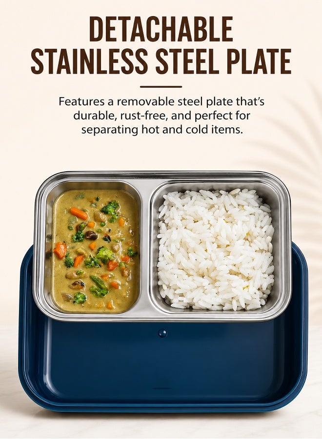 Toshionics Stainless Steel Lunch Box with Cutlery Set – 800ml Tiffin Leakproof Microwave Safe Bento Box for Adults, Students & Office Use - Image 4