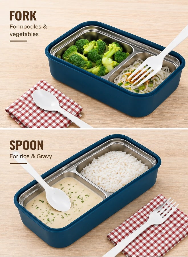 Toshionics Stainless Steel Lunch Box with Cutlery Set – 800ml Tiffin Leakproof Microwave Safe Bento Box for Adults, Students & Office Use - Image 5