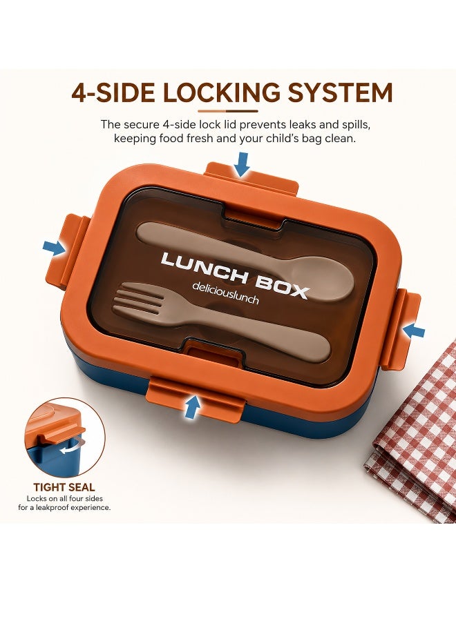 Toshionics Stainless Steel Lunch Box with Cutlery Set – 800ml Tiffin Leakproof Microwave Safe Bento Box for Adults, Students & Office Use - Image 2