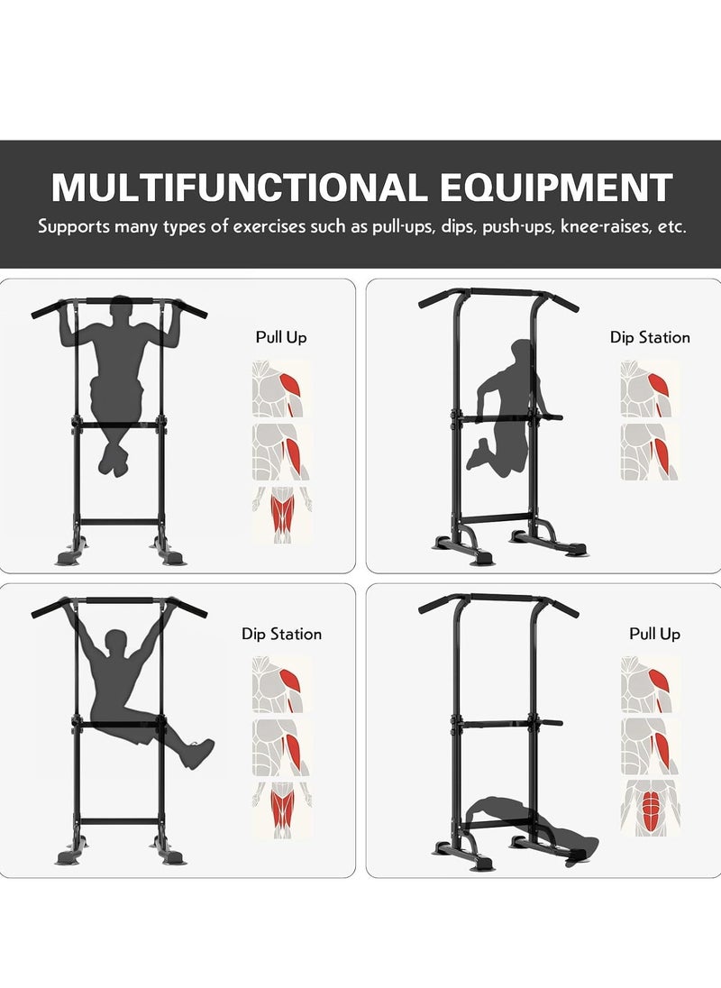KIIUMI - Power Tower Pull Up Bar and Dip Station, Adjustable Height  Dip Stand,Multifunctional Home Strength Training Fitness Exercise Equipment Simple Installation Home Fitness Equipment - Image 1