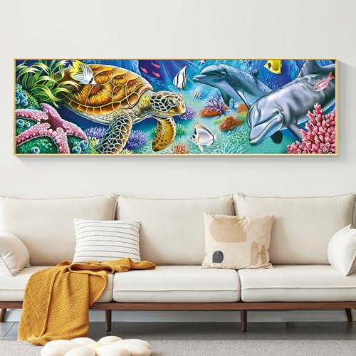 JATOK Diamond Painting Kits for Adults, 5D Marine Animals Large Diamond Art Kits for Beginners, Full Round Drill Crystal Rhinestone Crafts, DIY Gem Art Picture for Gift Home Wall Decor 11.8x35.4inch - Image 5