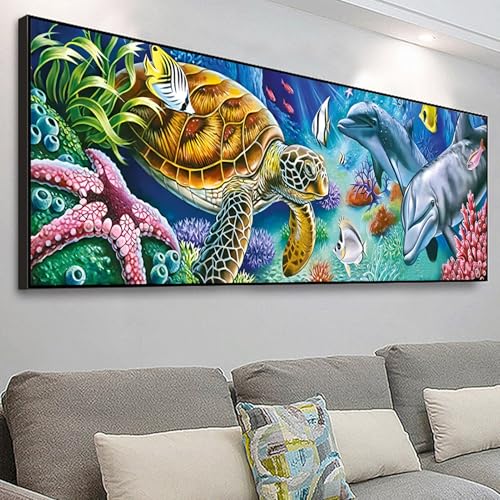 JATOK Diamond Painting Kits for Adults, 5D Marine Animals Large Diamond Art Kits for Beginners, Full Round Drill Crystal Rhinestone Crafts, DIY Gem Art Picture for Gift Home Wall Decor 11.8x35.4inch - Image 4