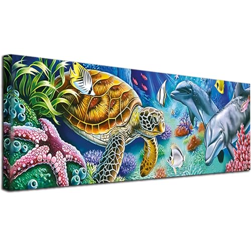 JATOK Diamond Painting Kits for Adults, 5D Marine Animals Large Diamond Art Kits for Beginners, Full Round Drill Crystal Rhinestone Crafts, DIY Gem Art Picture for Gift Home Wall Decor 11.8x35.4inch - Image 1