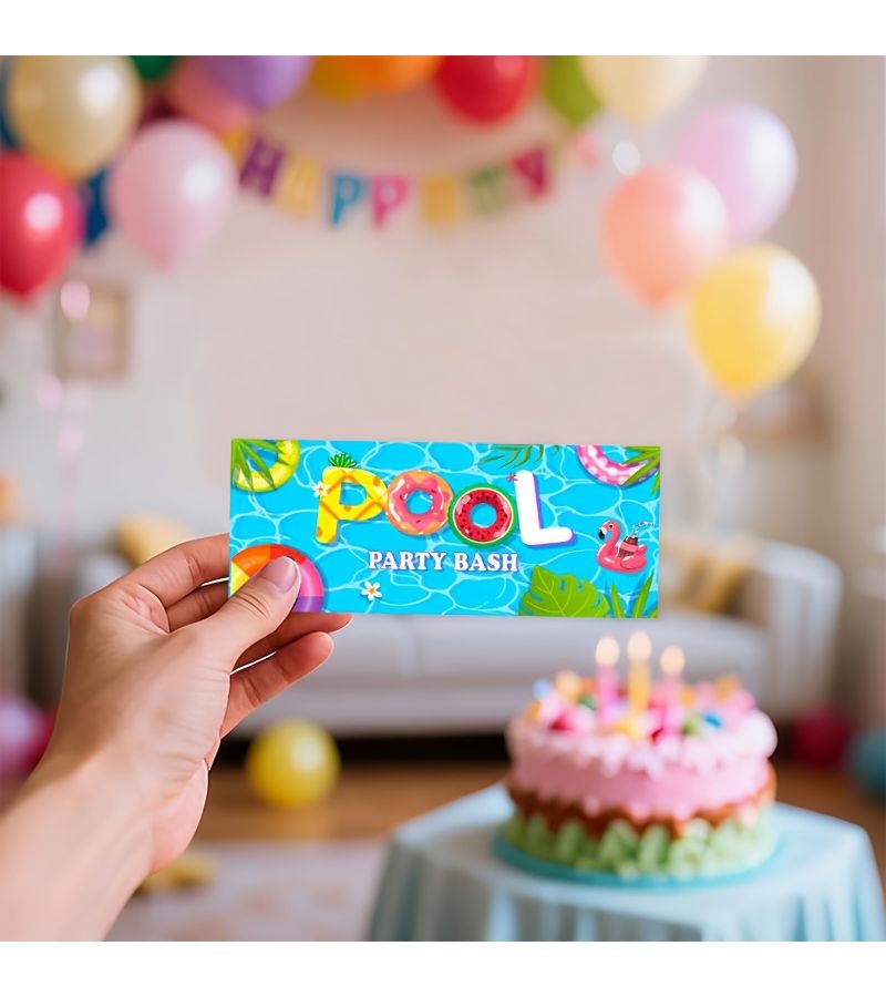 20 Swimming Pool Party Birthday Invitations for Kids Boys Girls with Swim Theme - Image 5