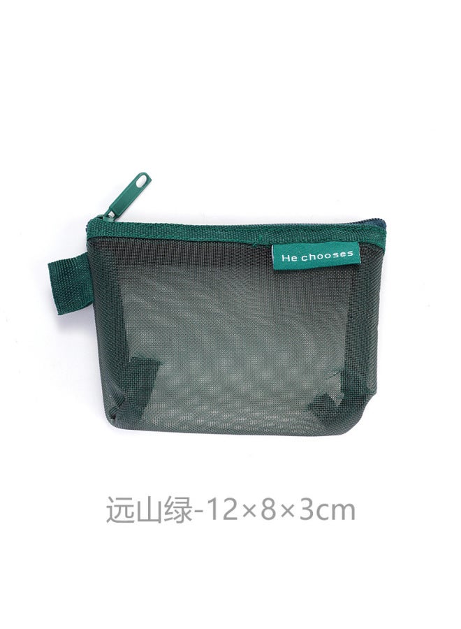 Casual Nylon Stereo Triangle Mesh Coin Purse Retro Color Key Bag Card Bag Coin Bag Transparent Storage Bag