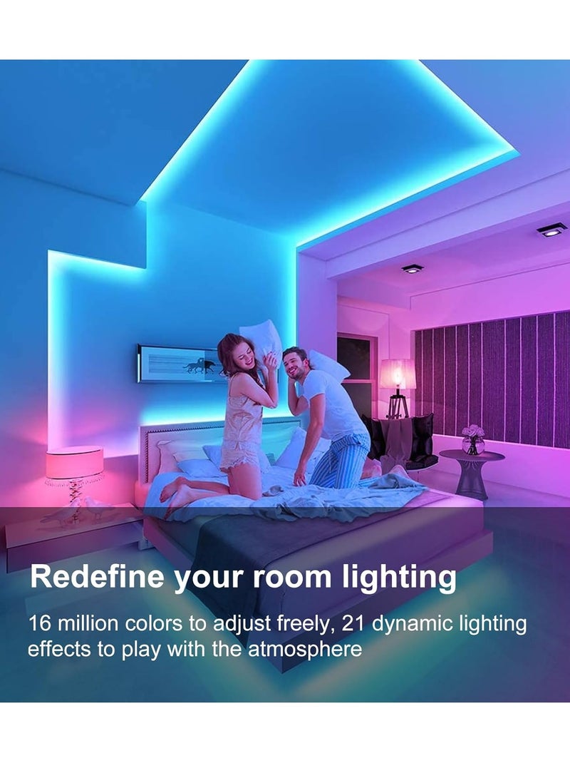 ONLYMAY 10m Led Lights for Bedroom, Music Synchronized Smart Led Strip Lights, Ultra Long with Remote Application Control Bluetooth LED Lights, Color Change RGB Light - Image 2