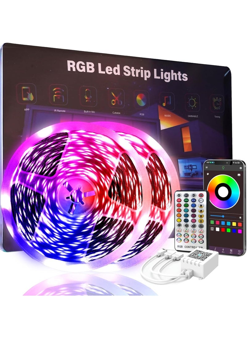 ONLYMAY 10m Led Lights for Bedroom, Music Synchronized Smart Led Strip Lights, Ultra Long with Remote Application Control Bluetooth LED Lights, Color Change RGB Light - Image 1