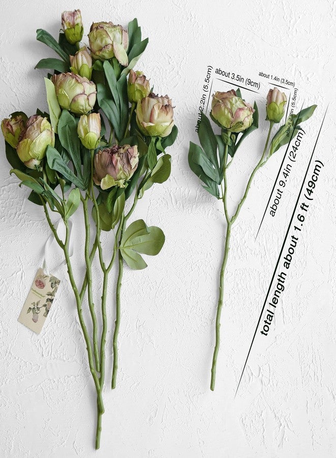 FiveSeasonStuff Vintage Walnut Brown Peonies - Realistic Artificial Silk Flowers with Dry-Look Petals, 6 Stems for Rustic Home & Wedding Floral Arrangements - Image 5