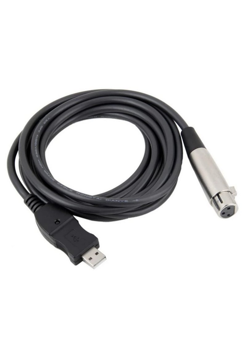 USB Male to 3 Pin XLR Female Microphone Cable Studio Audio Link Plug and Play No Driver Needed 16Bit 48kHz 44.1kHz Digital Sound Shielded Professional XLR-F for MIC - Image 1