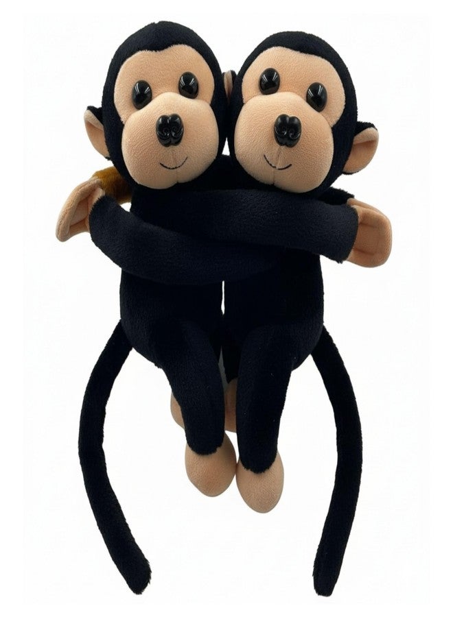 Tickles 2 Pcs Monkey Soft Plush Toy Curtain Tiebacks Holder Clip for Children Living Room Decoration Accessories Window Curtain Decoration (Size: 28 cm Color: Black) - Image 3