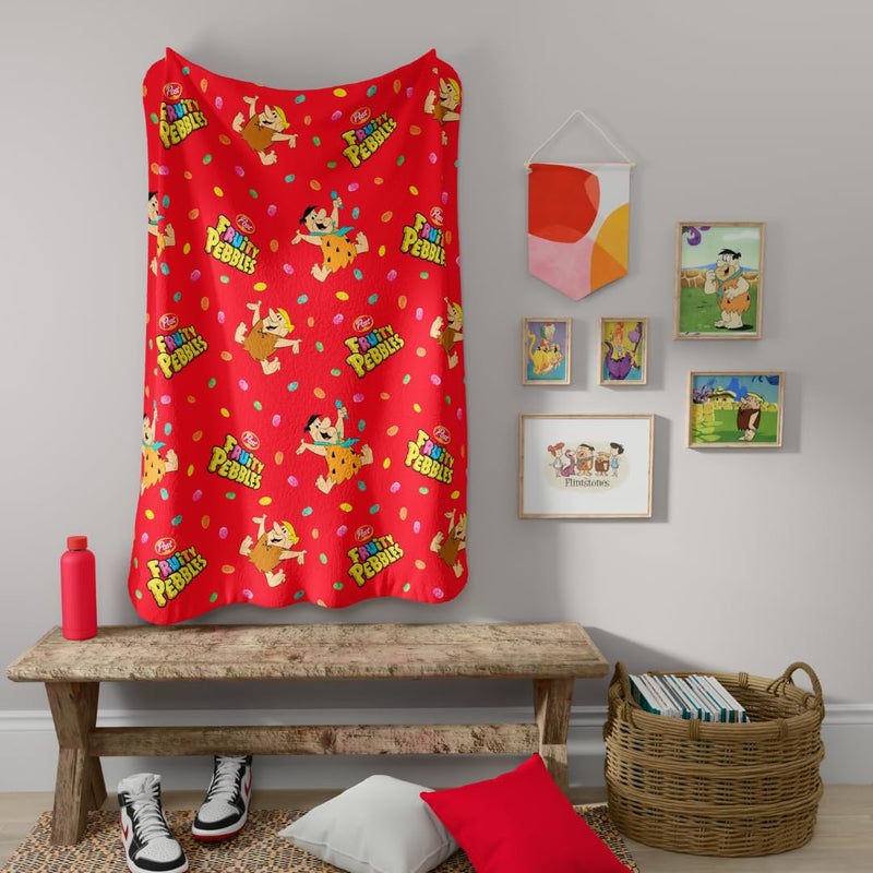 Franco Fruity Pebbles The Flintstones Throw Blanket  Super Soft Cozy Plush Bedding  46 x 60 Inches  (Officially Licensed Product) by Franco - Image 3