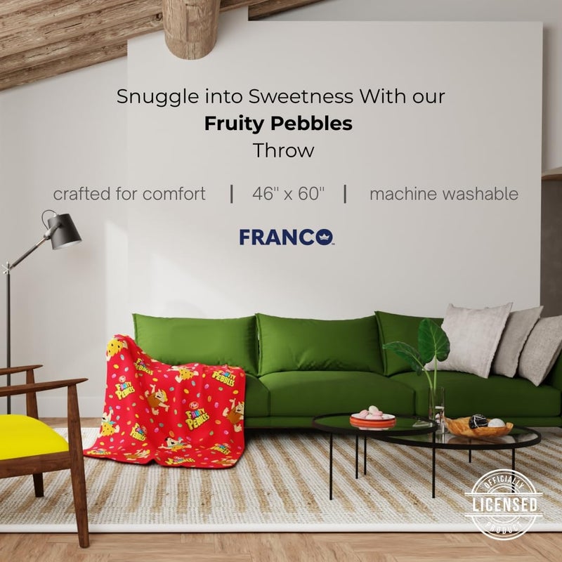 Franco Fruity Pebbles The Flintstones Throw Blanket  Super Soft Cozy Plush Bedding  46 x 60 Inches  (Officially Licensed Product) by Franco - Image 2