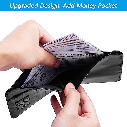 PASCACOO Airtag Passport Holder Cover Wallet Travel Essentials RFID Blocking Leather Card Case International Must Haves Travel Accessories for Women Men(119#Black) - Image 4