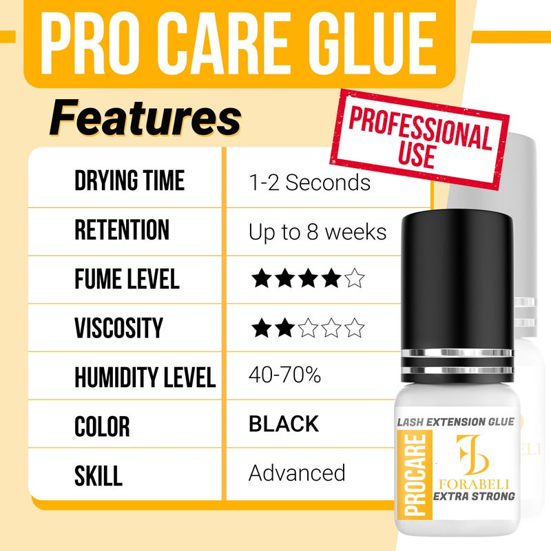Forabeli Pro Care Lash Extension Glue, 1â€“2 Sec Fast Dry, 8 Week Retention, Advanced Bonding System, Professional Eyelash Extension Glue, Lash Adhesive for Eyelash Extensions - Image 4