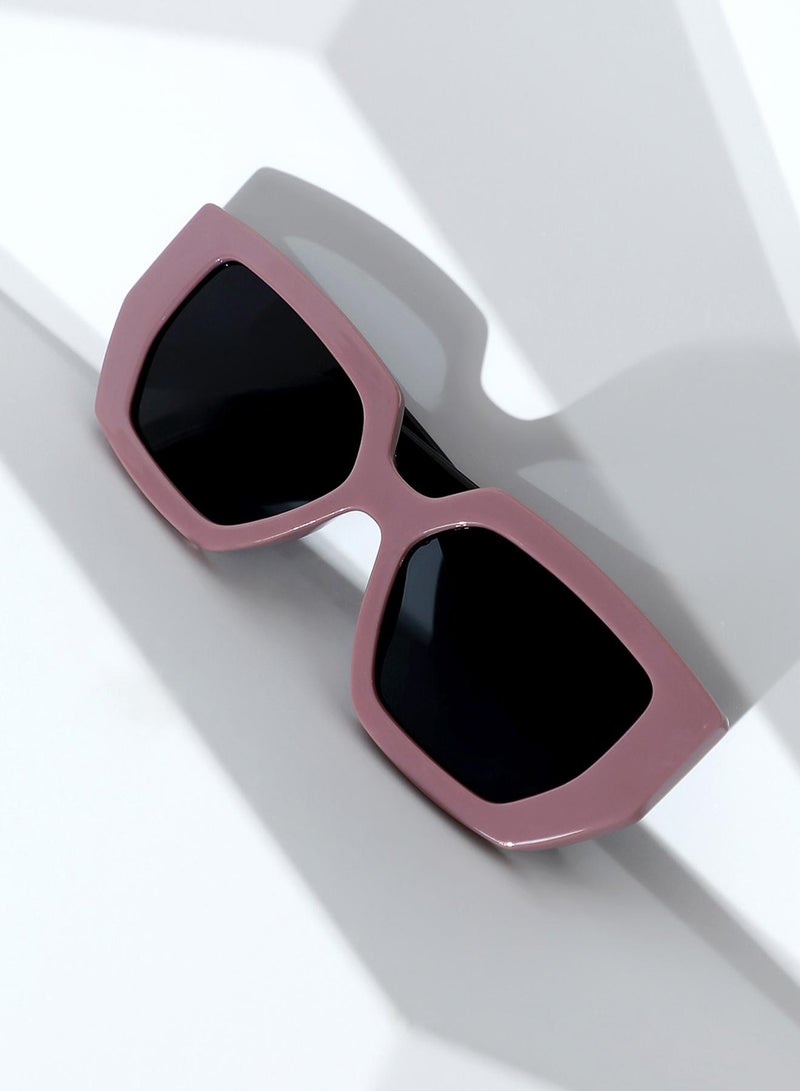 Haute Sauce The Chunky Block Geometric Sunglasses - Mauve Purple  - Image 1