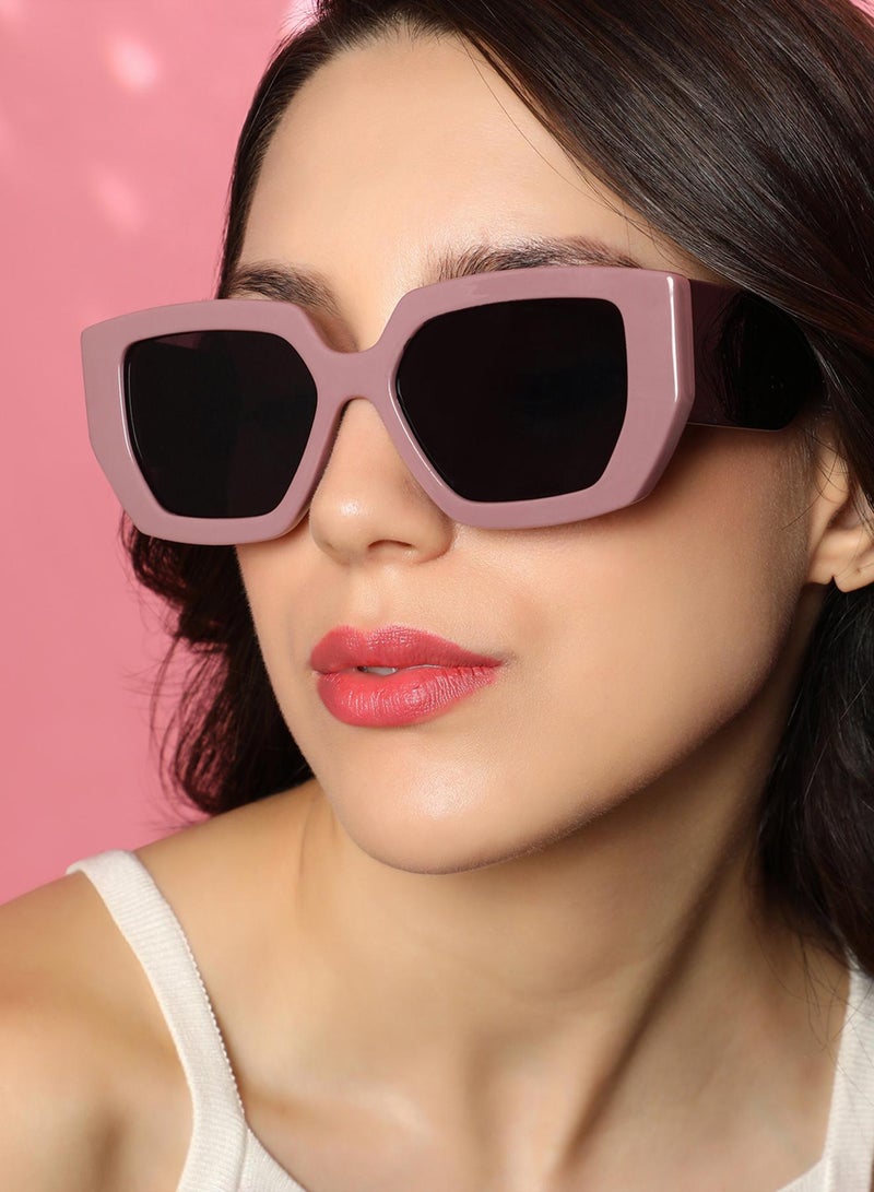 Haute Sauce The Chunky Block Geometric Sunglasses - Mauve Purple  - Image 3