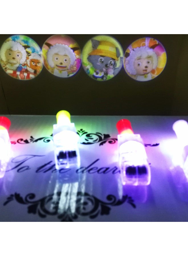 Cartoon Projection Finger Lamp Creative Strange Light-emitting Small Toy Lamp Ring Lamp Push-sweep Code Small Gift-Color:Mixed Color Delivery  - Image 2