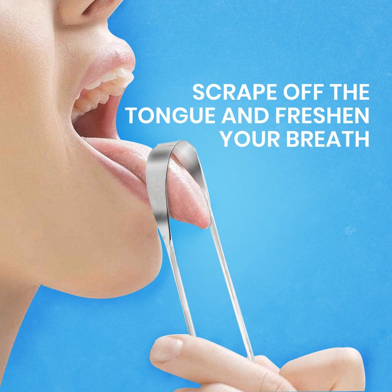 HOKIN Tongue Scraper for Adults by HOKIN (2Pcs Oral Care Pack) Stainless Steel Tongue Cleaners Reduce Bad Breath 100% Metal Tough Scrapers Men and Women Hygiene Product - Image 3