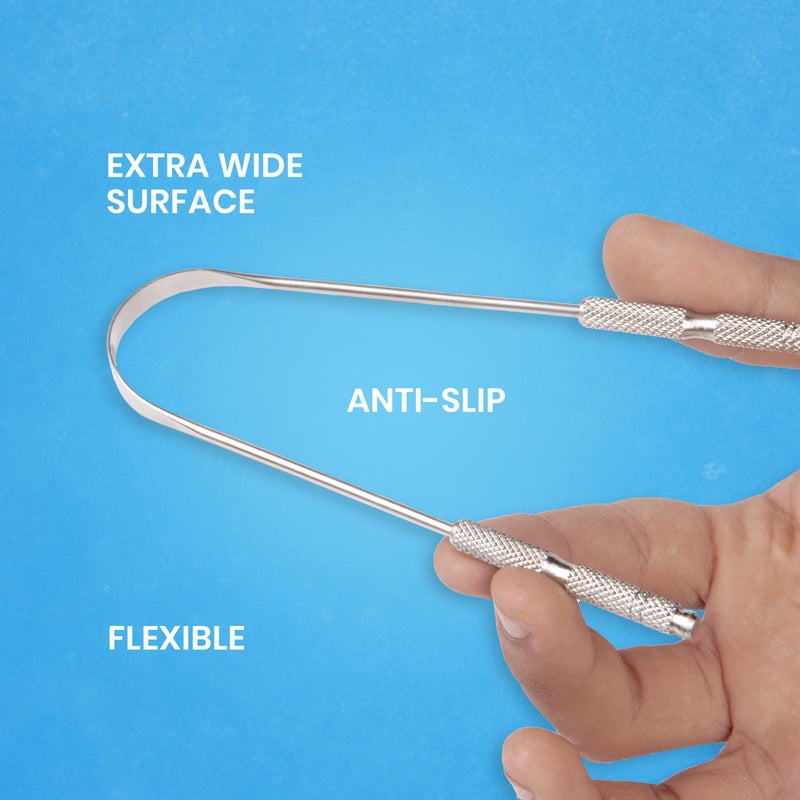 HOKIN Tongue Scraper for Adults by HOKIN (2Pcs Oral Care Pack) Stainless Steel Tongue Cleaners Reduce Bad Breath 100% Metal Tough Scrapers Men and Women Hygiene Product - Image 5