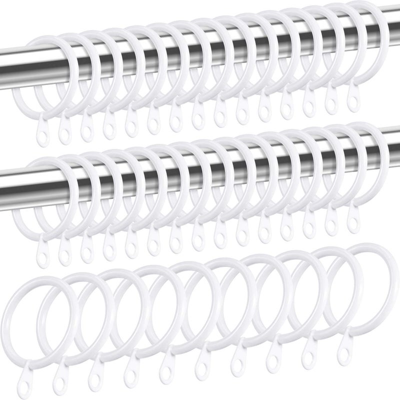Shappy 40 Pack Metal Drapery Curtain Rod Rings with Eyelets Internal Diameter 118in Fits up to 079in Rod Hanging Drape Sliding Eyelet White Rings for Window Door Shower Bathroom