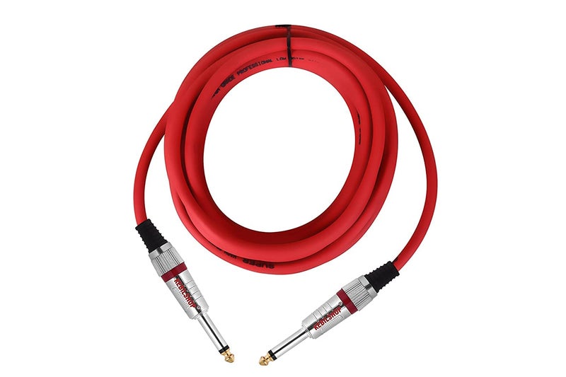 KEBILSHOP-6.35mm Guitar Cable 1/4 Inch Guitar Instrument Cable 6.35mm (1/4) TS Mono to Mono 6.35mm (1/4) TS Audio Cable Male to Male Metal plug (RED/3 Meter/10 Feet) - Image 4