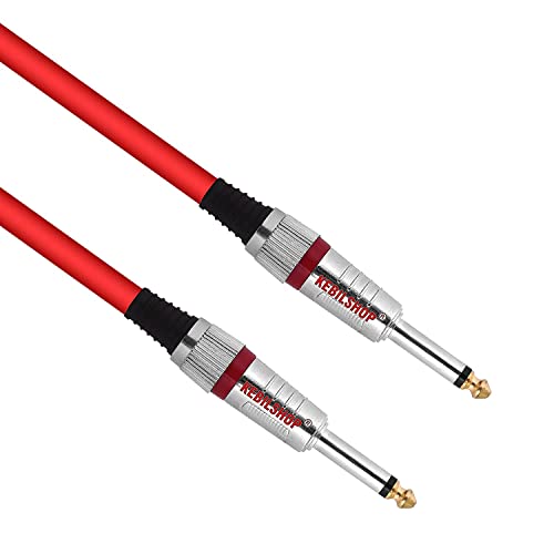 KEBILSHOP-6.35mm Guitar Cable 1/4 Inch Guitar Instrument Cable 6.35mm (1/4) TS Mono to Mono 6.35mm (1/4) TS Audio Cable Male to Male Metal plug (RED/3 Meter/10 Feet) - Image 2